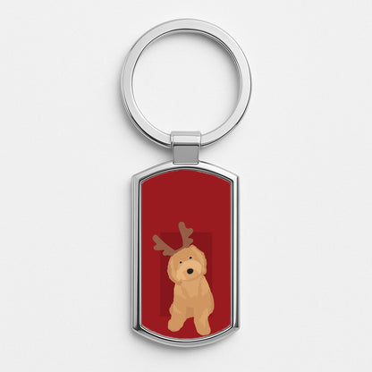 Dog Christmas Ears Silver Keyring
