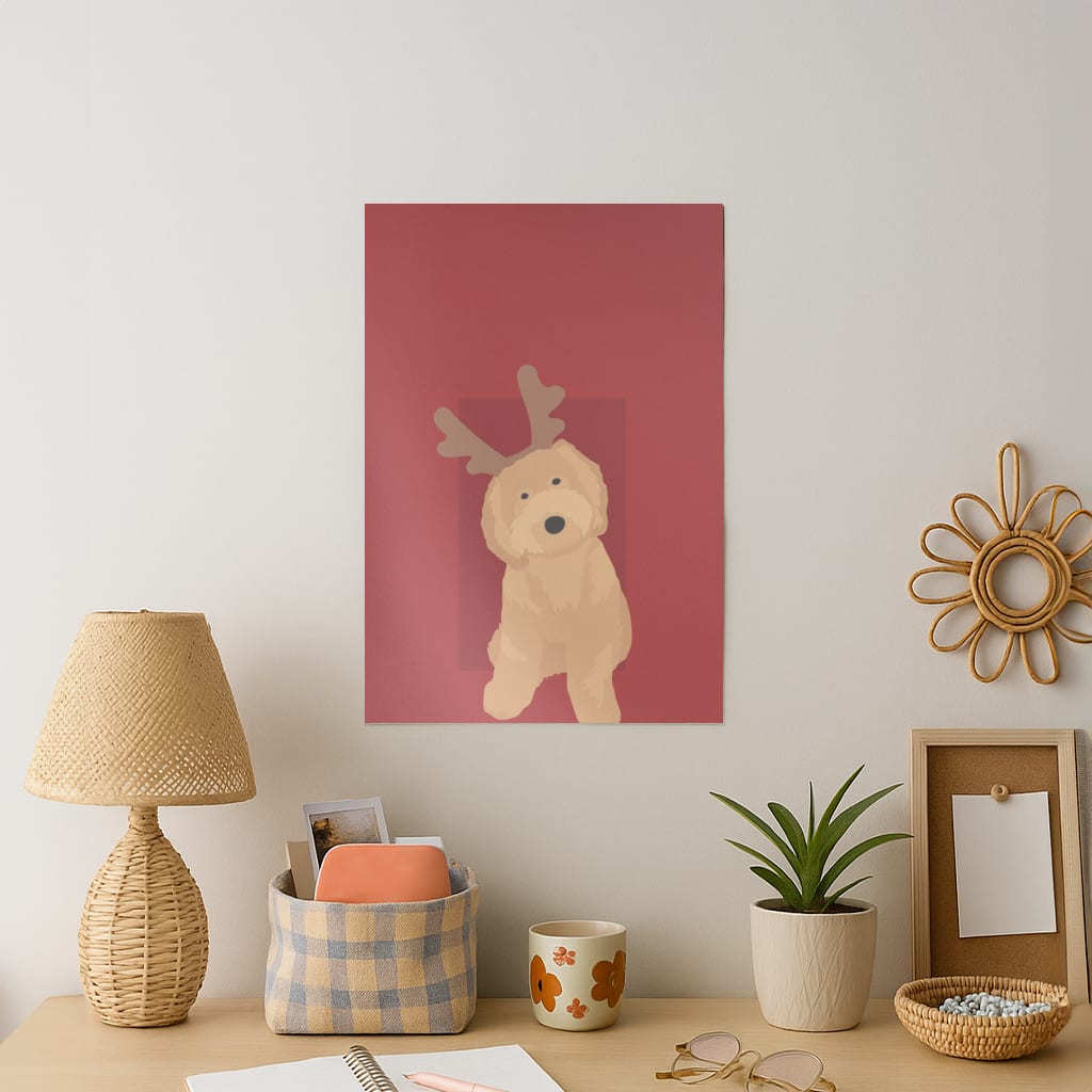 Dog Christmas Ears Art Print