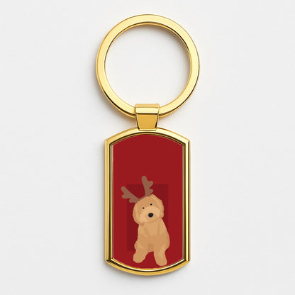 Dog Christmas Ears Gold Keyring