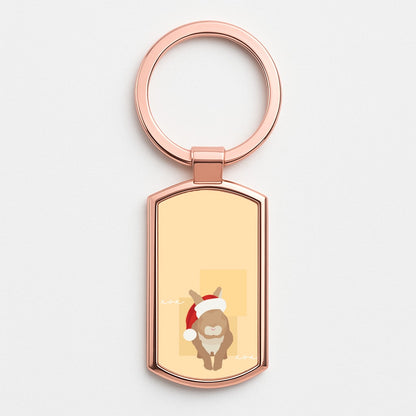 Rabbit Christmas Ears Rose Gold Keyring