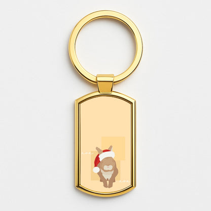 Rabbit Christmas Ears Gold Keyring