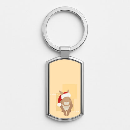 Rabbit Christmas Ears Silver Keyring