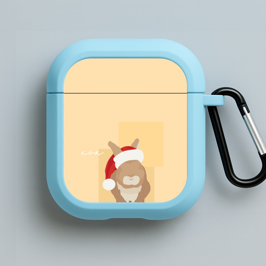 Rabbit Christmas Ears Blue AirPods Case