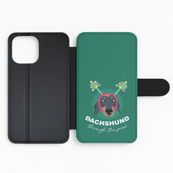 Dachshund Through The Snow Flip Phone Case