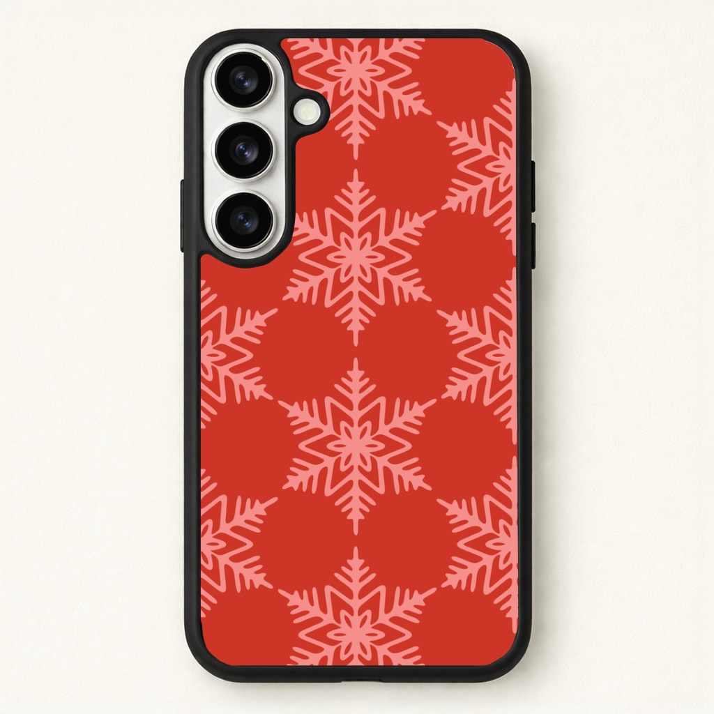 Red Giant Snowflakes Christmas Pattern Phone Case for Galaxy S26