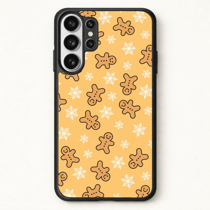 Cute Gingerbread And Snowflakes Pattern Phone Case for Galaxy S26 Ultra