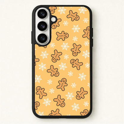 Cute Gingerbread And Snowflakes Pattern Phone Case for Galaxy S26 Plus