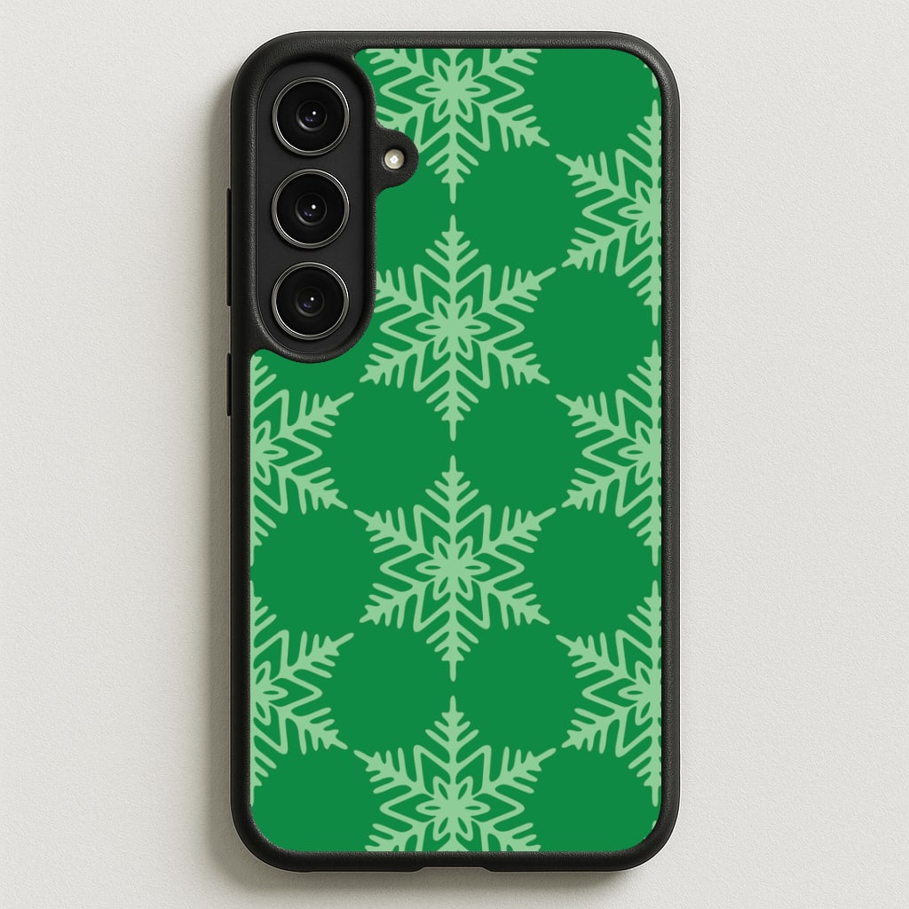 Green Giant Snowflakes Christmas Pattern Phone Case for Galaxy S25FE