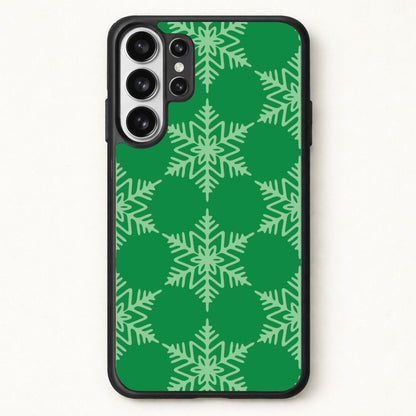 Green Giant Snowflakes Christmas Pattern Phone Case for Galaxy S26 Ultra