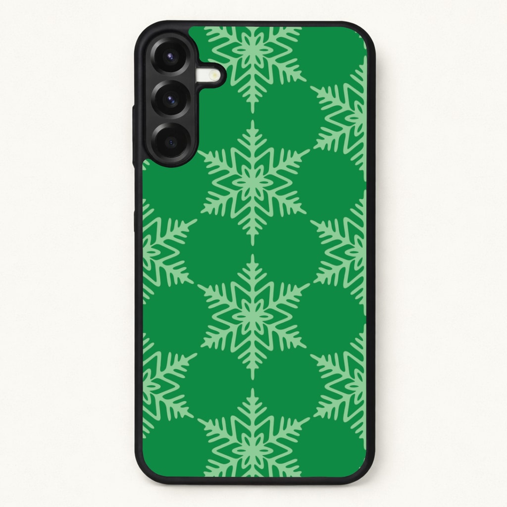 Green Giant Snowflakes Christmas Pattern Phone Case for Galaxy A37