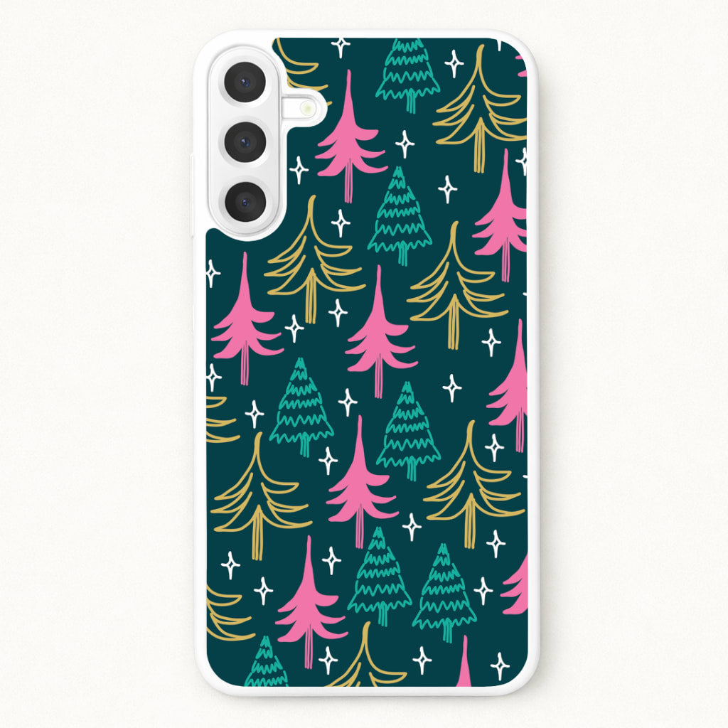 Colourful Sketched Christmas Trees Pattern Phone Case for Galaxy A37