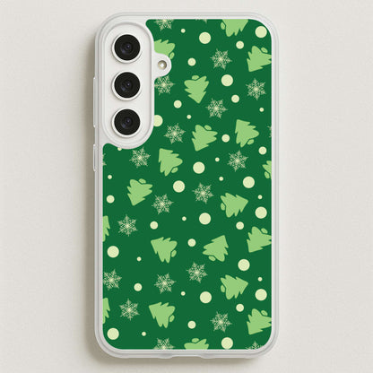 Cartoon Christmas Trees And Snowflakes Pattern Phone Case for Galaxy S25FE