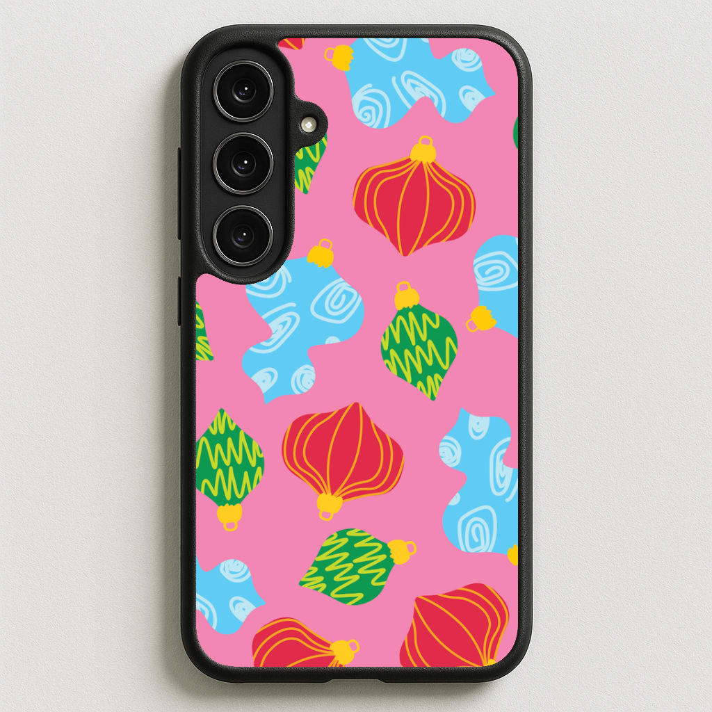 Abstract Christmas Baubles Pattern Phone Case for Galaxy S25FE