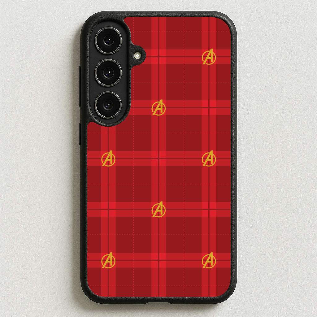 Superhero Team Red Tartan Pattern Phone Case for Galaxy S25FE