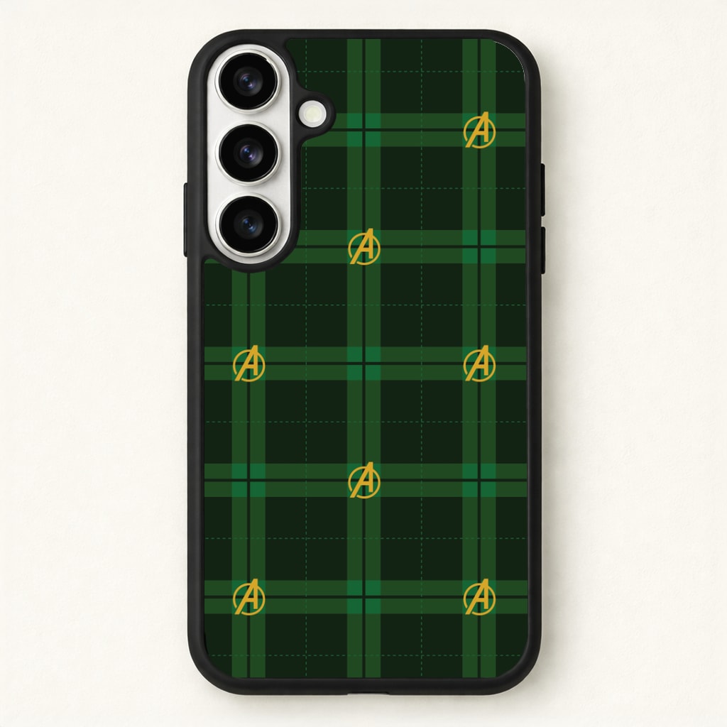 Superhero Team Green Tartan Pattern Phone Case for Galaxy S26 Plus