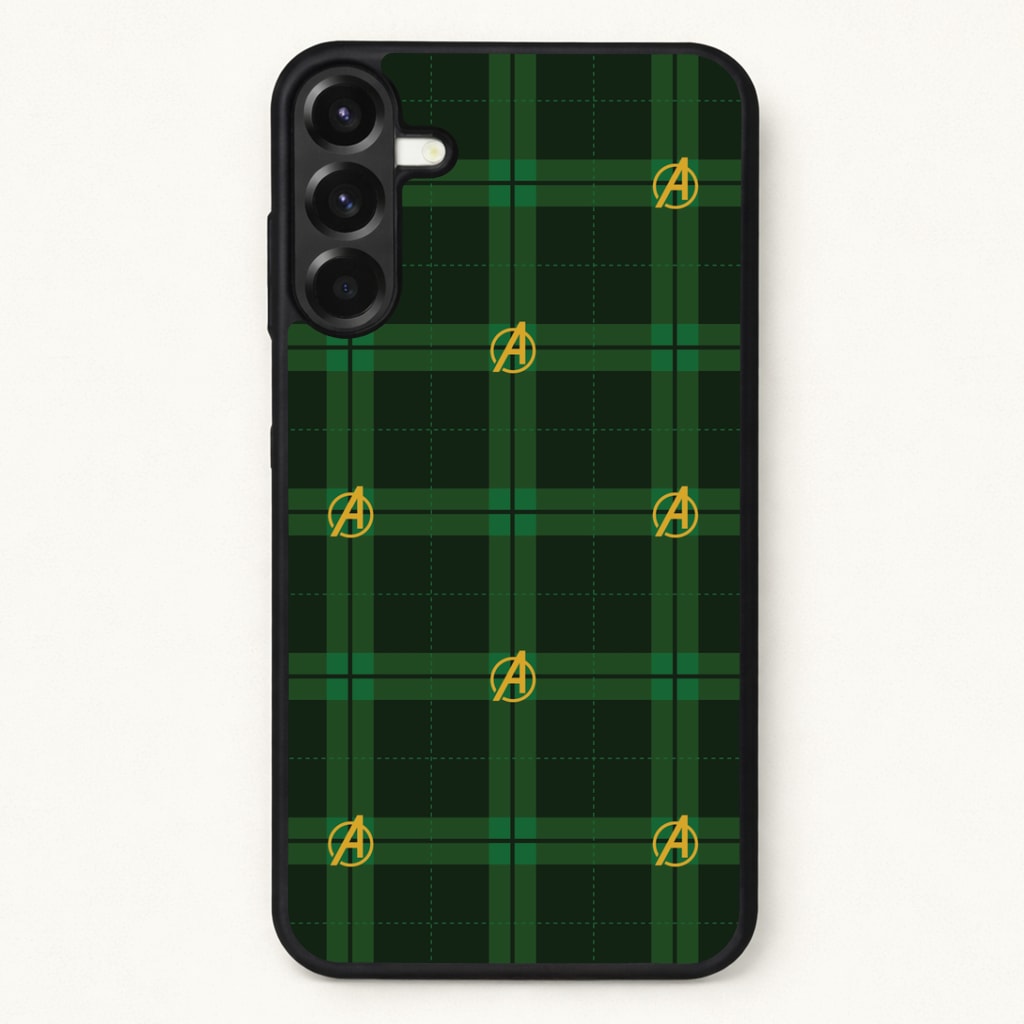 Superhero Team Green Tartan Pattern Phone Case for Galaxy A37