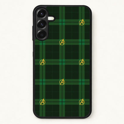 Superhero Team Green Tartan Pattern Phone Case for Galaxy A37