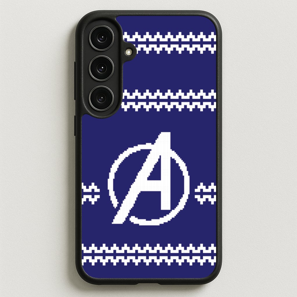 Superhero Team Blue Christmas Jumper Phone Case for Galaxy S25FE