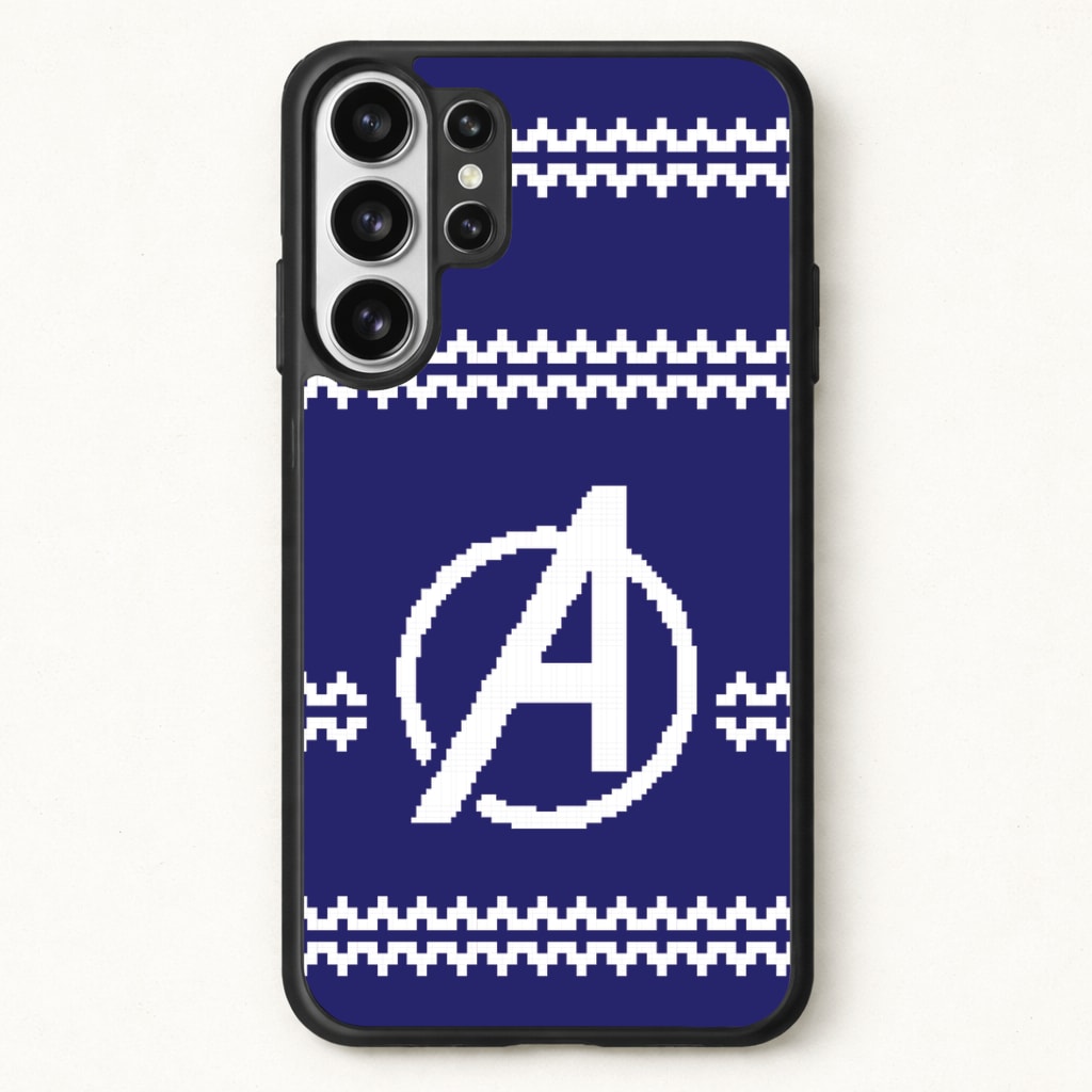 Superhero Team Blue Christmas Jumper Phone Case for Galaxy S26 Ultra
