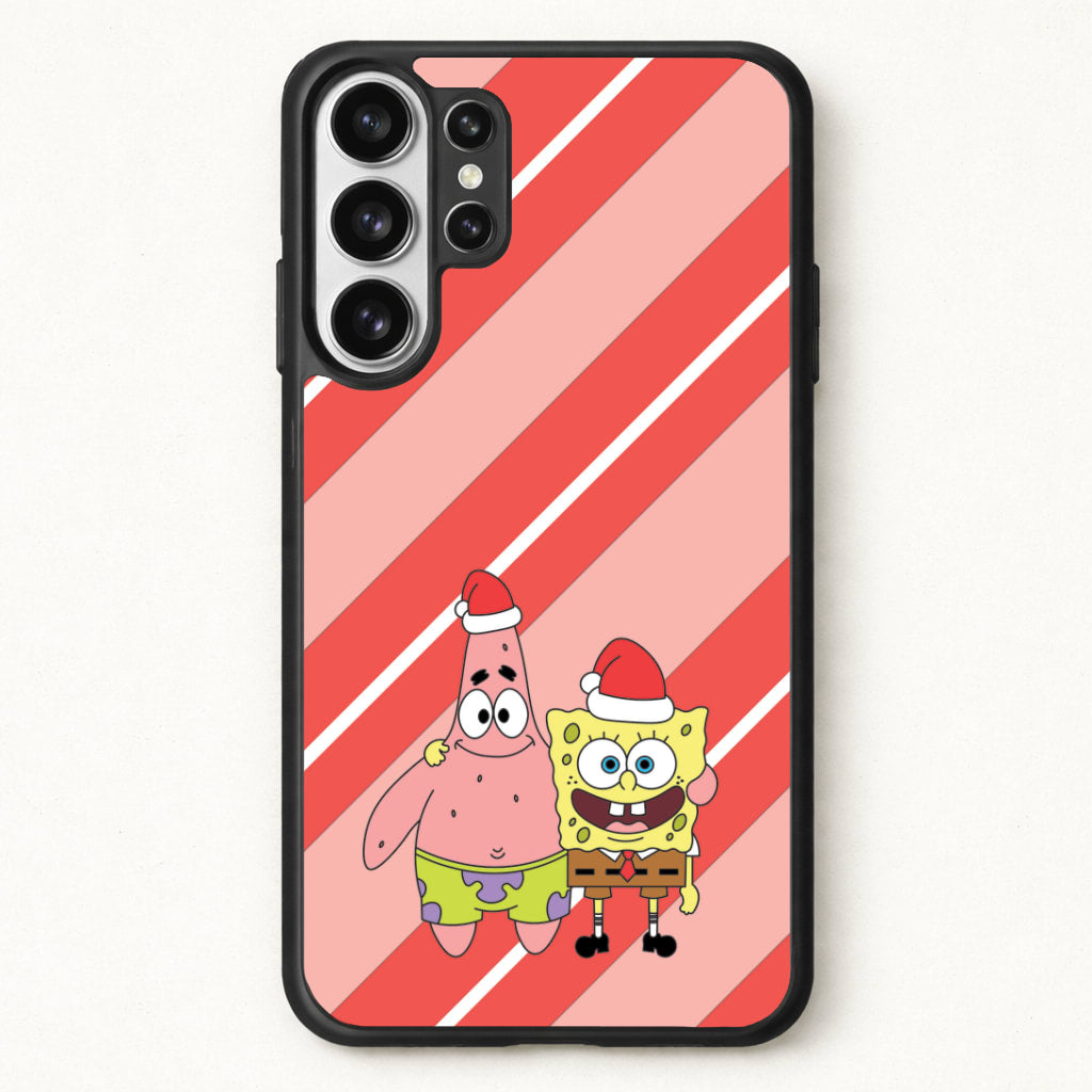 Cartoon Sponge And Starfish Christmas Hats Phone Case for Galaxy S26 Ultra