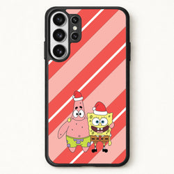 Cartoon Sponge And Starfish Christmas Hats Phone Case for Galaxy S26 Ultra
