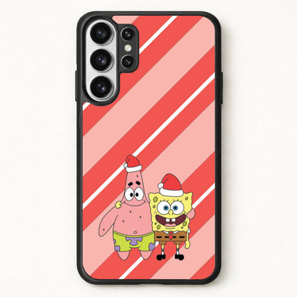 Cartoon Sponge And Starfish Christmas Hats Phone Case for Galaxy S26 Ultra
