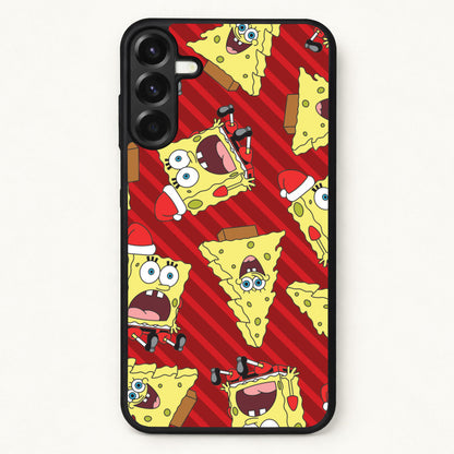 Christmas Cartoon Sponge Stripes Pattern Phone Case for Galaxy A17