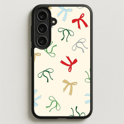 Coquette Christmas Bows Pattern Phone Case for Galaxy S25FE