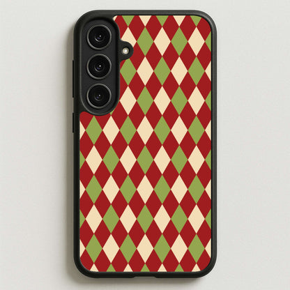 Red And Green Argyle Christmas Pattern Phone Case for Galaxy S25FE