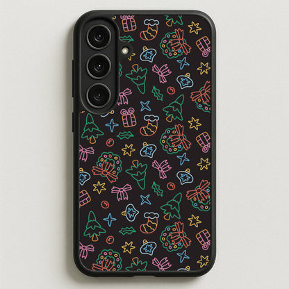 Neon Christmas Icons Pattern I Phone Case for Galaxy S25FE