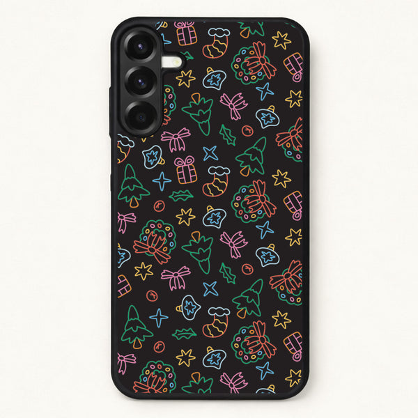 Neon Christmas Icons Pattern I Phone Case for Galaxy A57