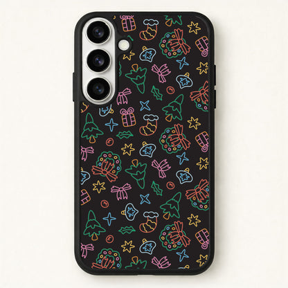 Neon Christmas Icons Pattern I Phone Case for Galaxy S26