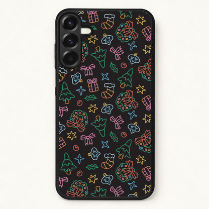 Neon Christmas Icons Pattern I Phone Case for Galaxy A17