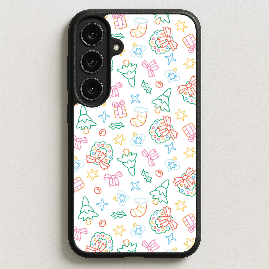 Neon Christmas Icons Pattern II Phone Case for Galaxy S25FE