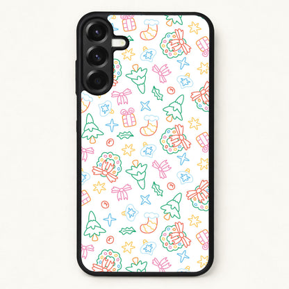 Neon Christmas Icons Pattern II Phone Case for Galaxy A57