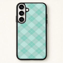 Light Cyan Tartan Christmas Pattern Phone Case for Galaxy S26 Plus