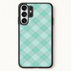 Light Cyan Tartan Christmas Pattern Phone Case for Galaxy S26 Ultra