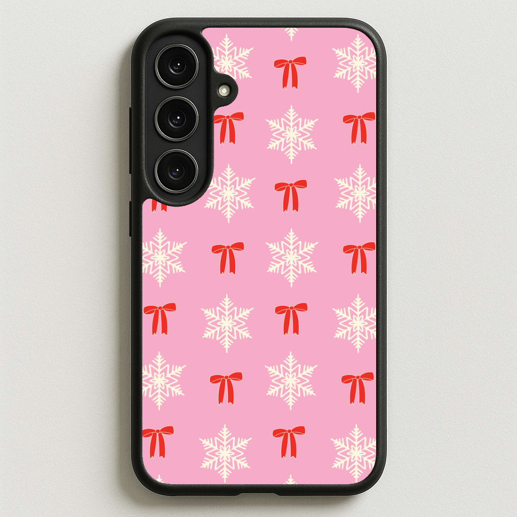 Coquette Bows And Snowflakes Pattern Phone Case for Galaxy S25FE