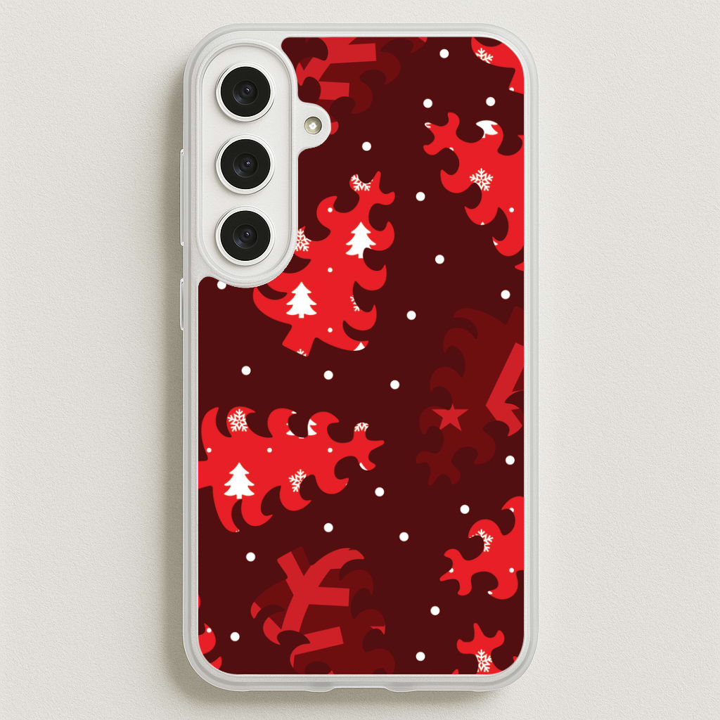Wrapping Paper Christmas Tree Pattern Phone Case for Galaxy S25FE
