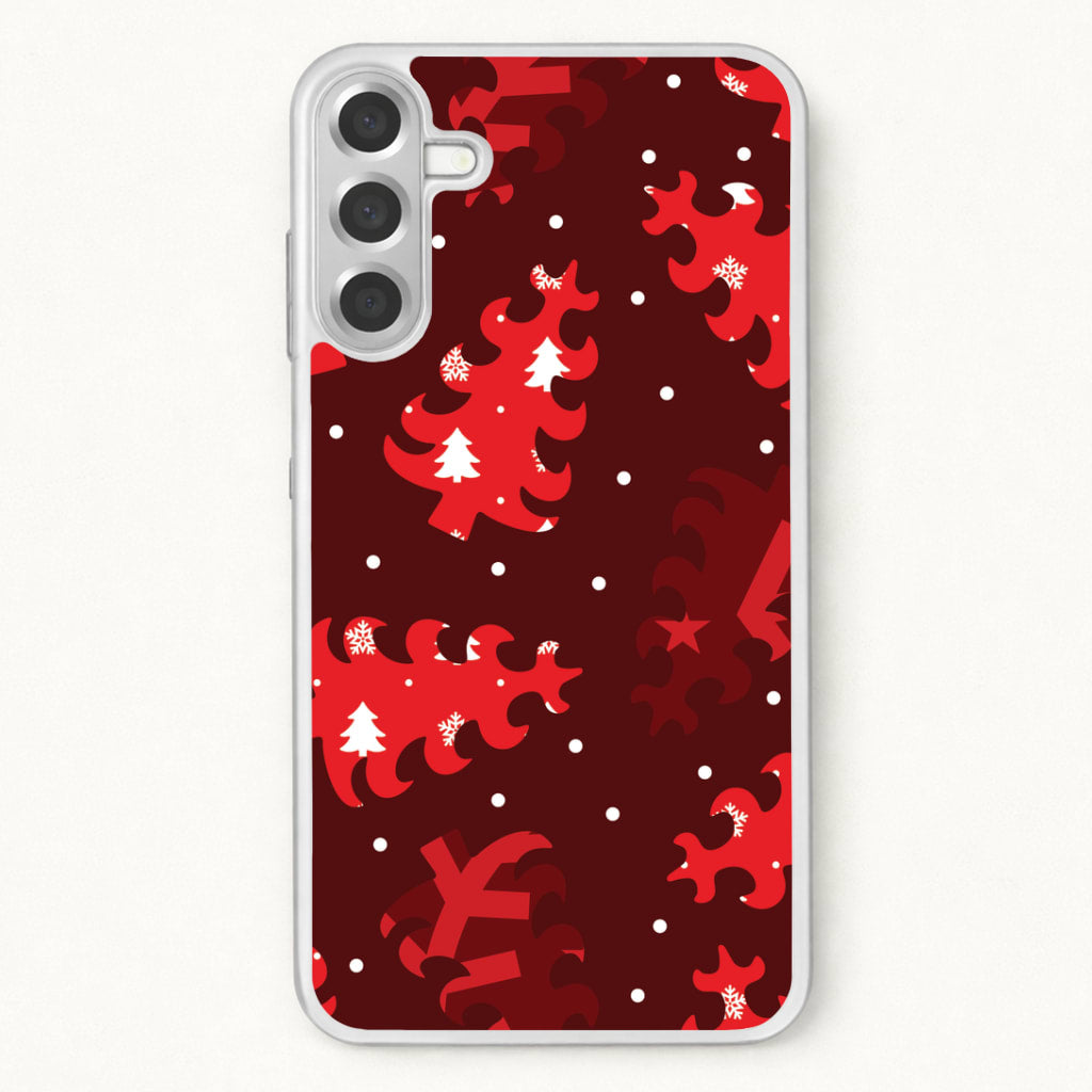 Wrapping Paper Christmas Tree Pattern Phone Case for Galaxy A37