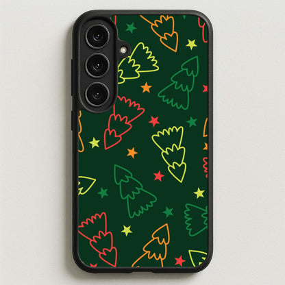 Colourful Christmas Tree Outlines Pattern Phone Case for Galaxy S25FE