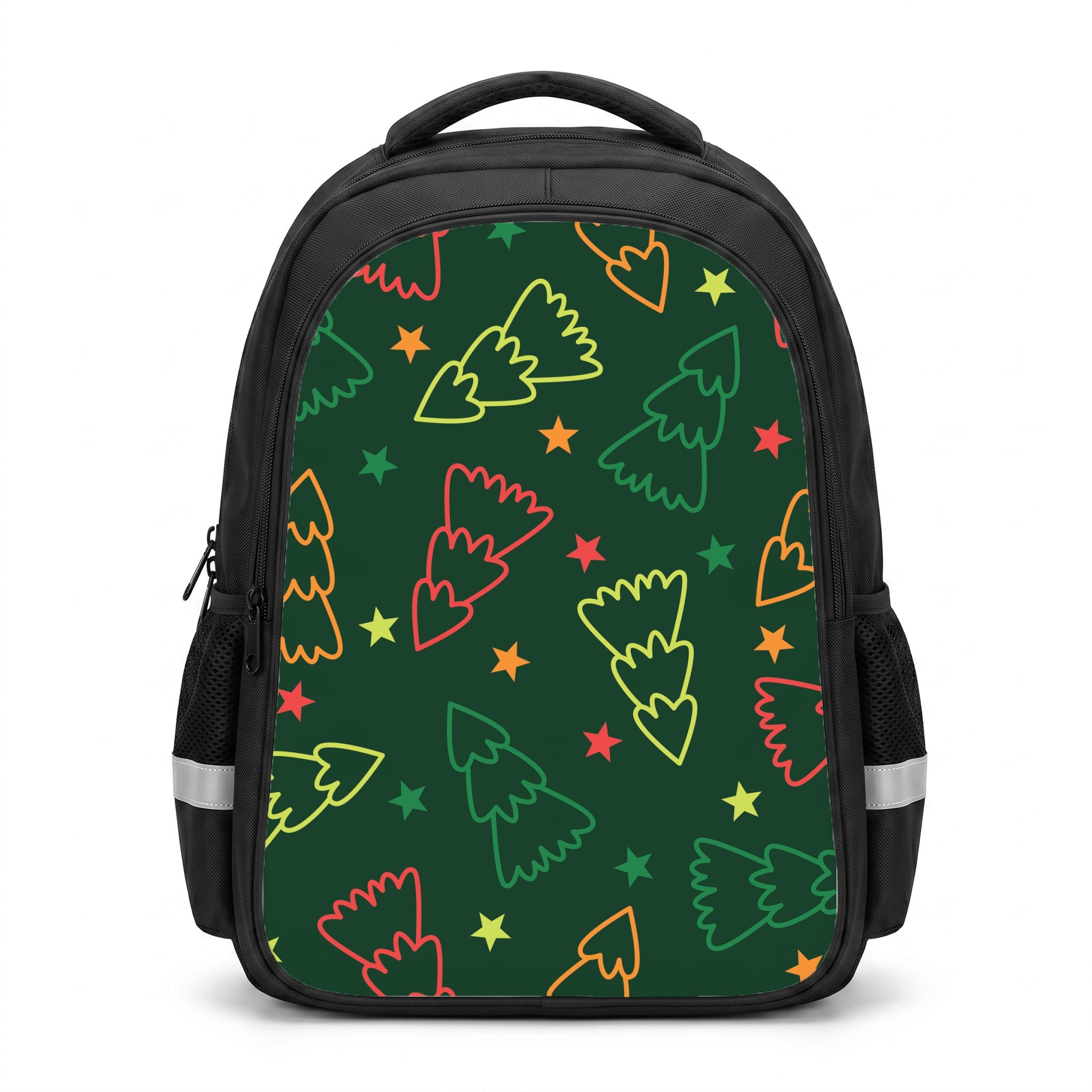 Colourful Christmas Tree Outlines Pattern Backpack