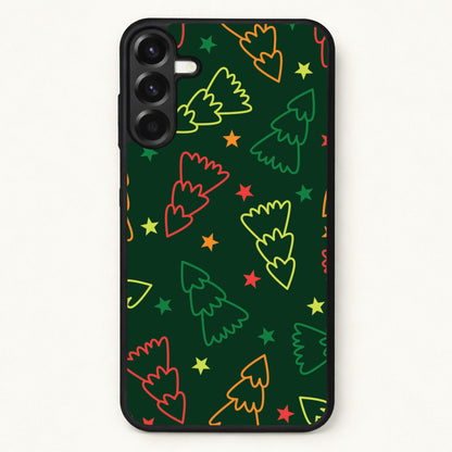 Colourful Christmas Tree Outlines Pattern Phone Case for Galaxy A37