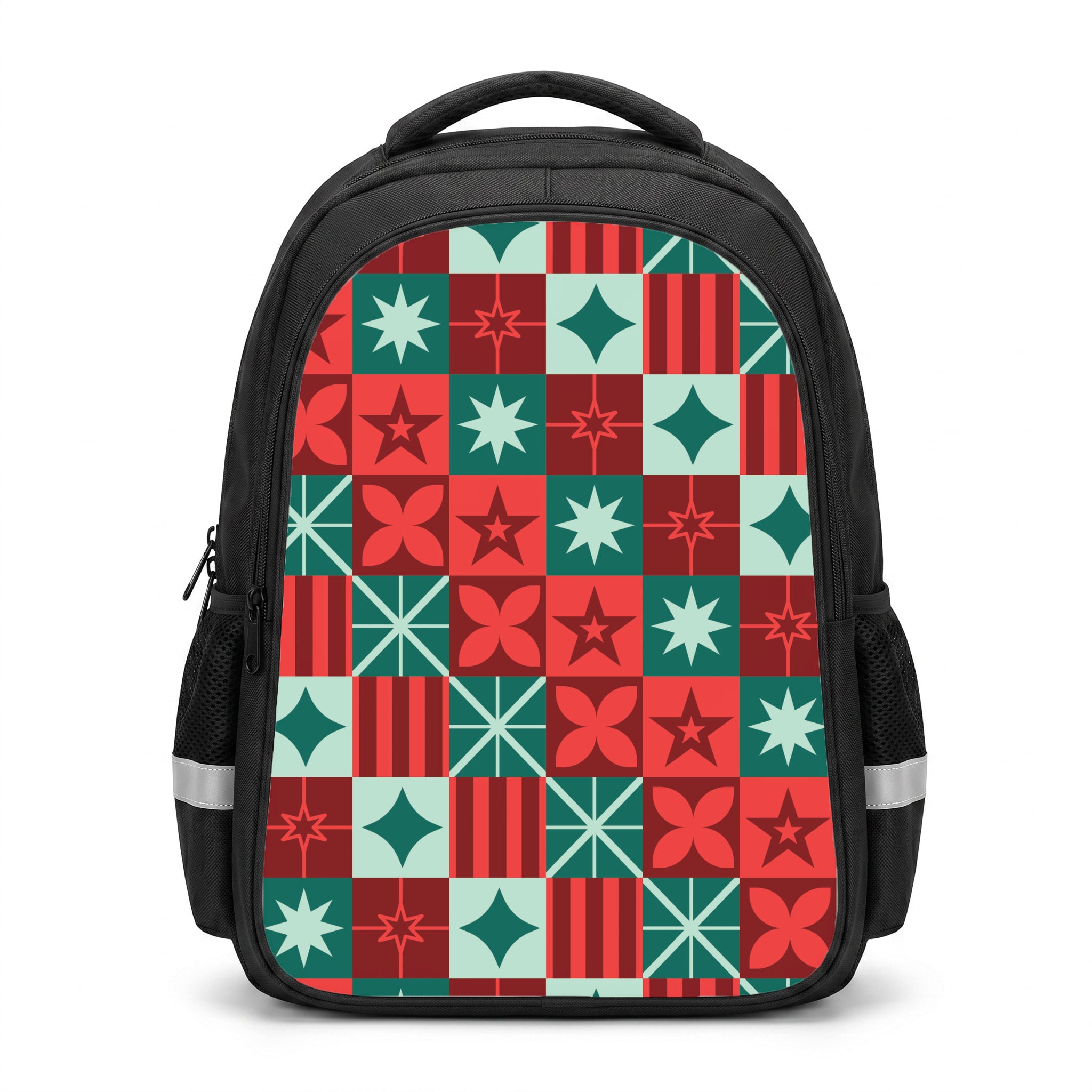 Geometric Square Christmas Pattern Backpack