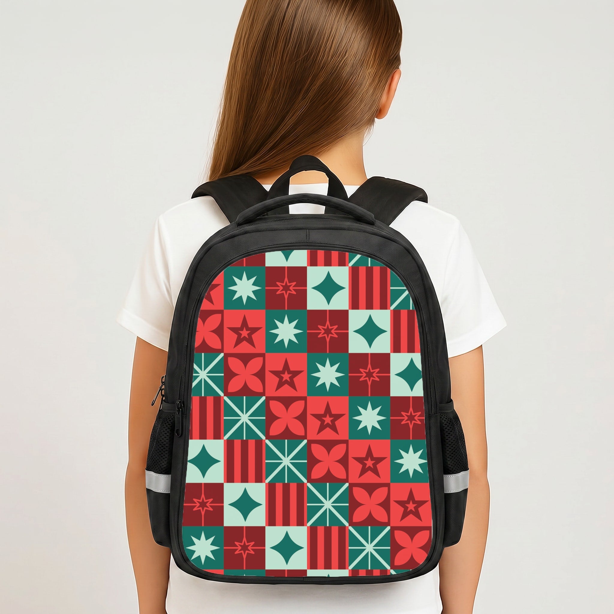 Geometric Square Christmas Pattern Backpack