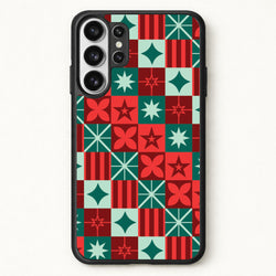 Geometric Square Christmas Pattern Phone Case for Galaxy S26 Ultra