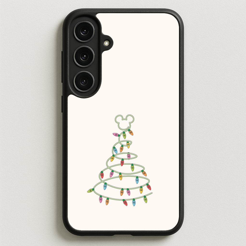 Cartoon Mouse Christmas Tree Lights Phone Case for Galaxy S25FE