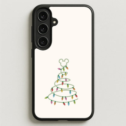 Cartoon Mouse Christmas Tree Lights Phone Case for Galaxy S25FE