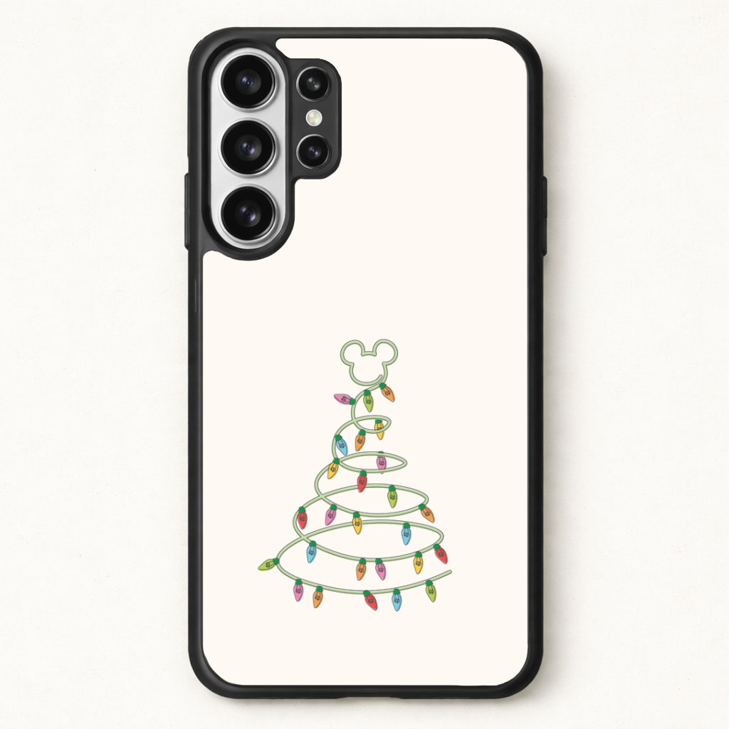 Cartoon Mouse Christmas Tree Lights Phone Case for Galaxy S26 Ultra