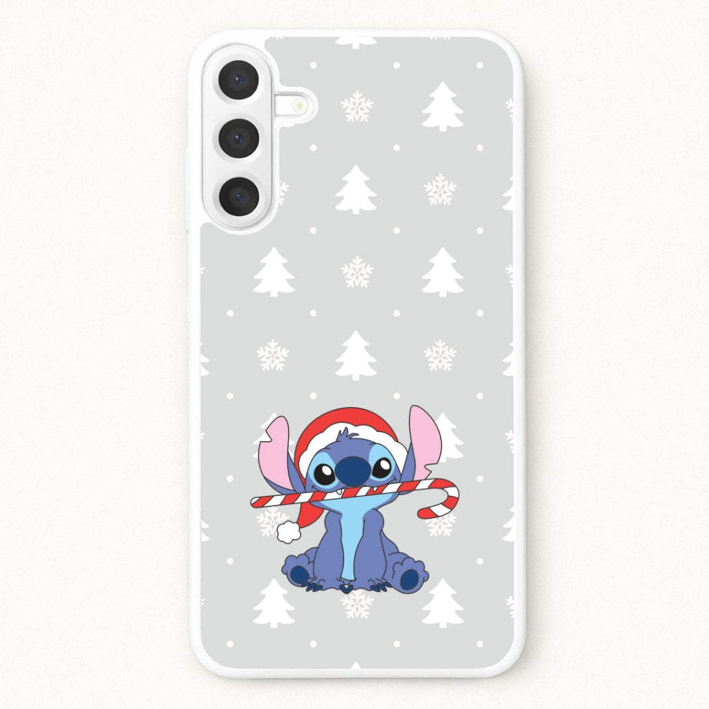Cute Blue Alien Candycane Phone Case for Galaxy A37